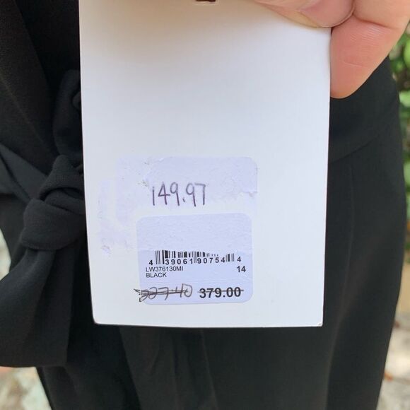 Lewit Nordstrom Asymmetric Sheath Wrap Dress Size 14 Black $379 - Picture 5 of 8